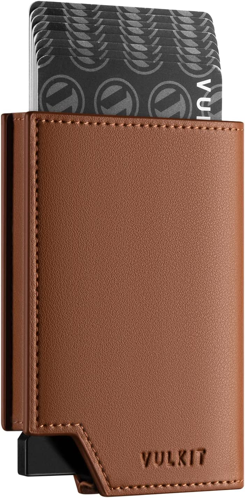 VULKIT Men'S Wallet Minimalist Pop up Card Holder RFID Blocking Magnetic Closure Leather Wallet with ID Window for Cash & Credit Cards up to 11 Cards