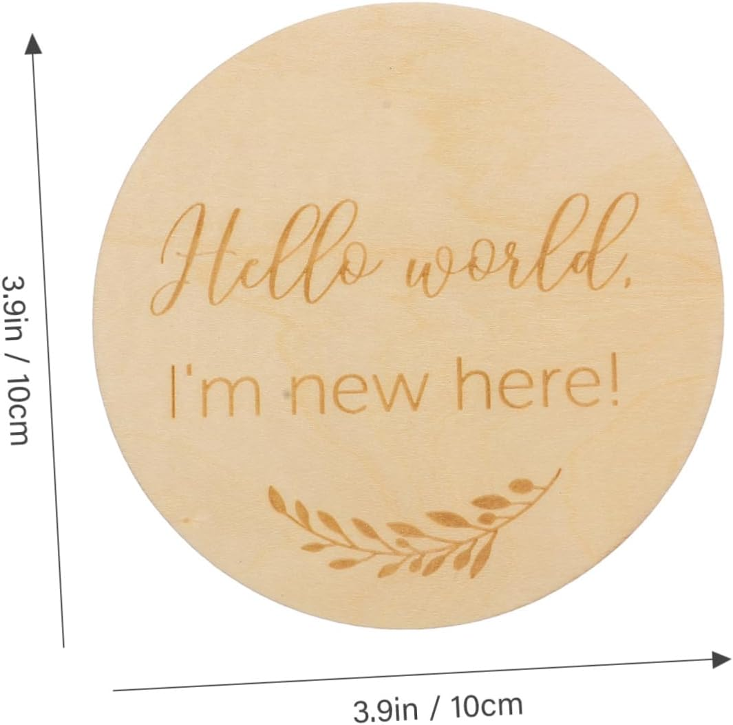 Kisangel 2Pcs Wooden Growth Milestone Cards Creative Keepsake Photography Props for Newborns Durable round Discs for Capturing Monthly Milestones and Cherished Memories image number 2