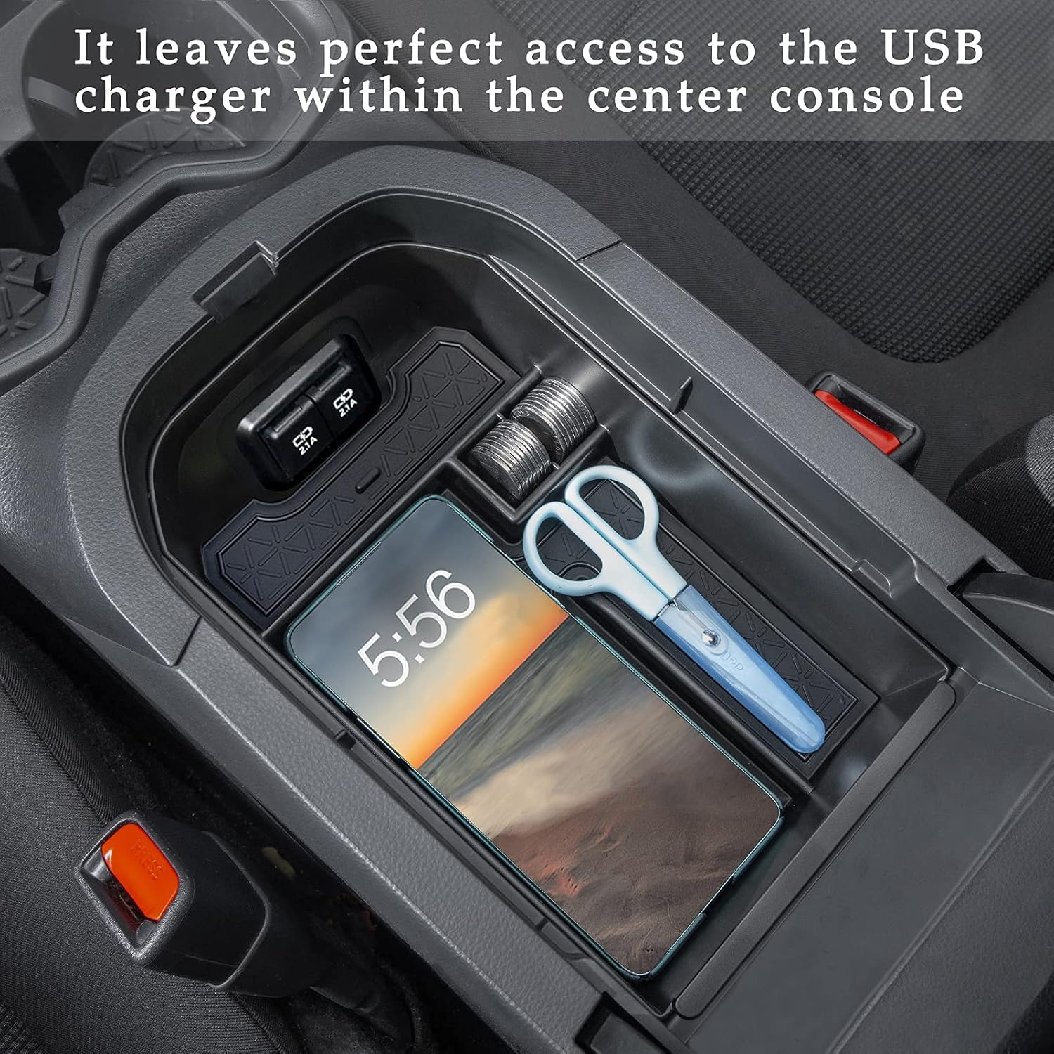 JDMCAR Center Console Tray Organizer Compatible with Toyota RAV4 Accessories 2025 2024 2023 2022 2021 2020 2019 and 2021-2025 RAV-4 Prime, Armrest Insert Container ABS Material Secondary Storage Box - Black image number 3