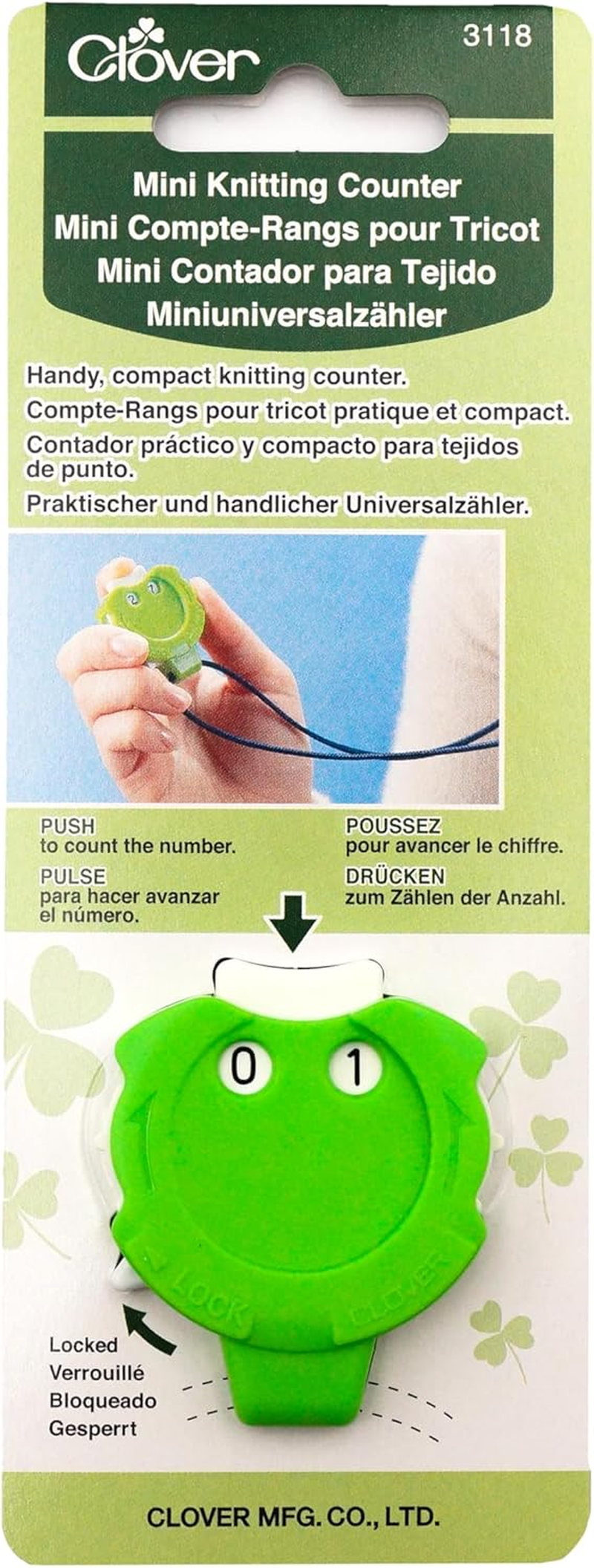 Clover Kacha-Kacha Mini Knitting Counter, Green (3118) image number 3