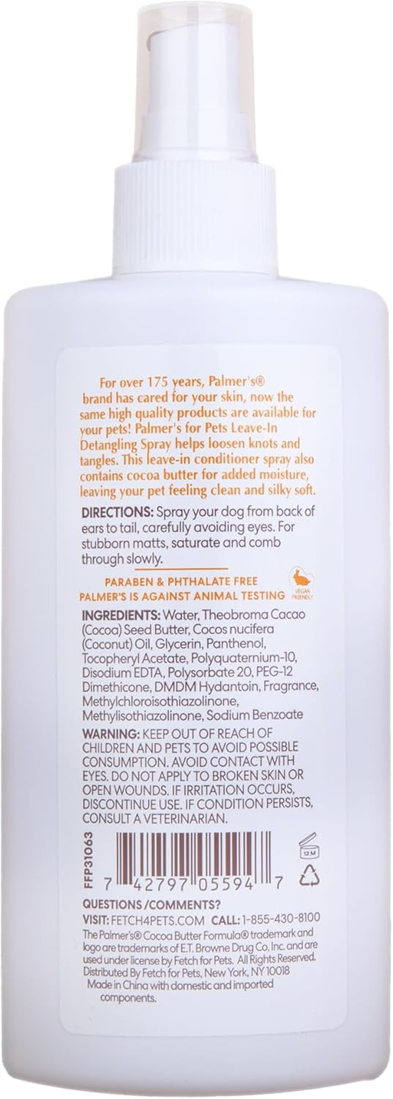 Palmer'S for Pets Detangling & Conditioning Spray with Cocoa Butter 8Oz