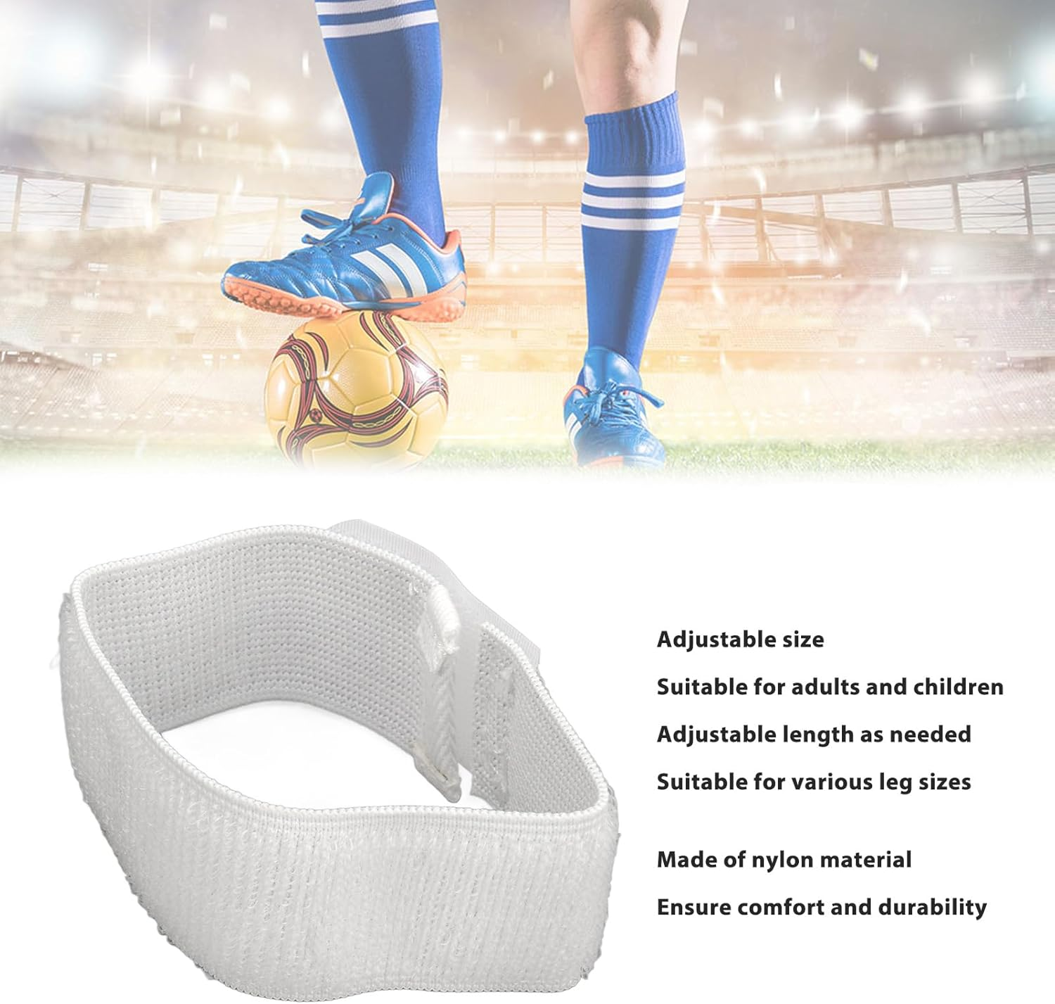 1 Pair Soccer Shin Guards Straps, anti Slip Sports Football Legging, Shin Fixed Straps for Adult Youth Children Football Equipment, Adjustable Leg Bandage Nylon Material - Black image number 6