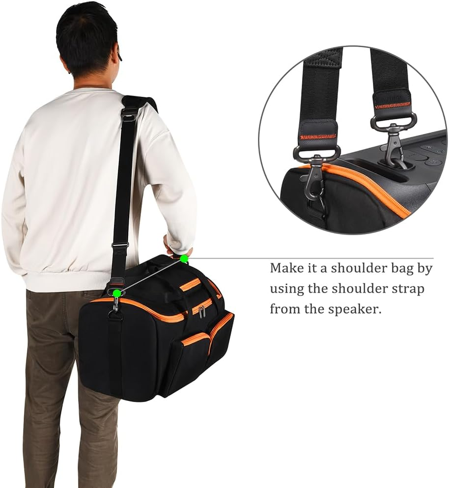 Universal Audio Storage Bag with Microphone Pockets Outdoor Travel Case Shockproof Portable Protective Case, for J-BL Partybox On-The-Go Essential
