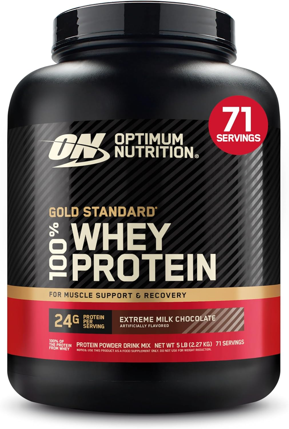 Optimum Nutrition Gold Standard 100% Whey Protein Powder, Extreme Milk Chocolate, 2.27 Kilograms image number 1