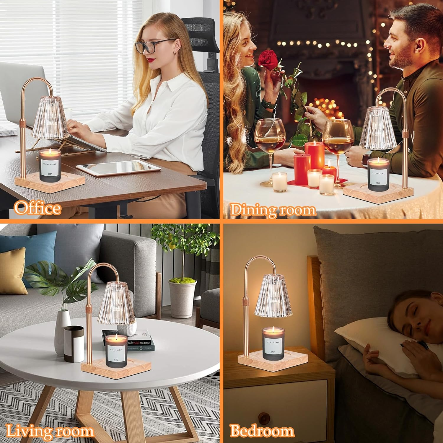 Candle Warmer Lamp with Timer Dimmer,Adjustable Height,2 Bulbs,Electric Wax Warmer Vintage for Scented Jar Candle,Home Decor Products for Christmas Birthday Gifts (Candle Warmer) image number 3