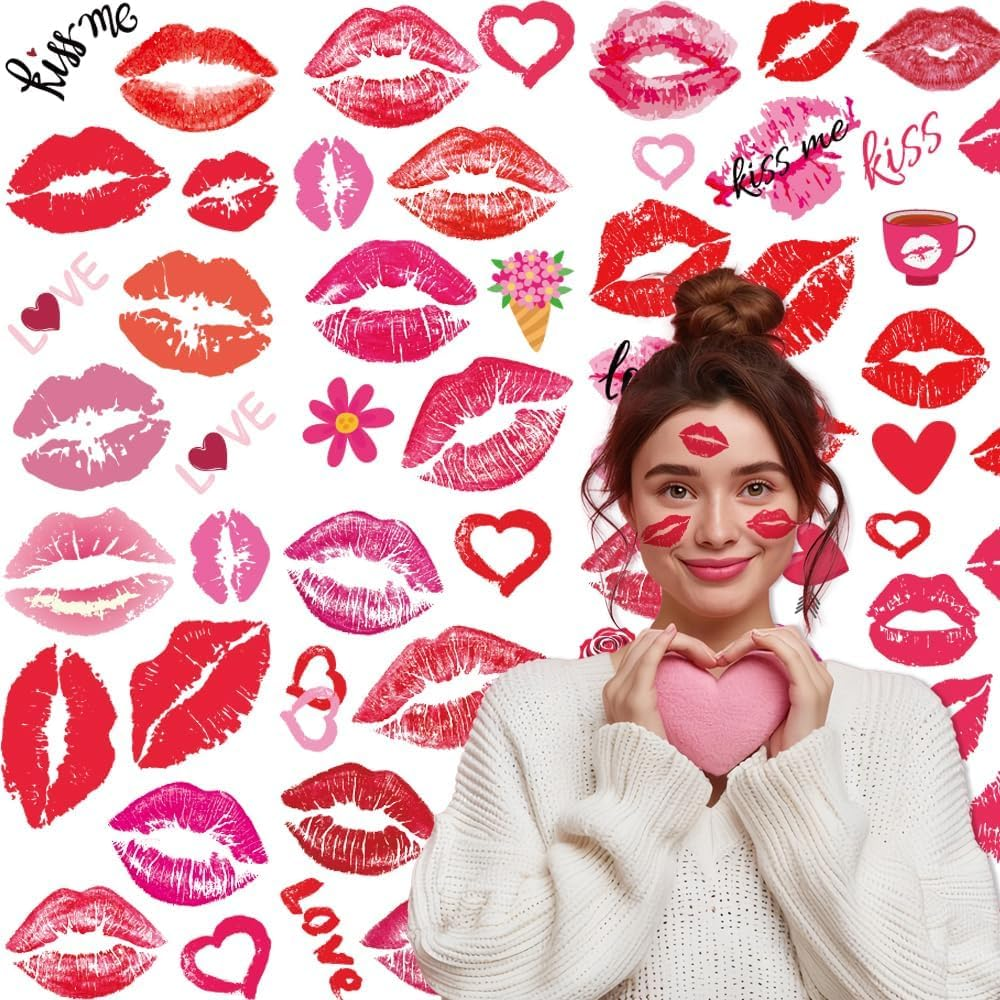 10 Sheets Halloween Lips Print Face Tattoo Stickers for Adults, Men, Women, Girls, Children, Halloween Party Make-Up image number 4