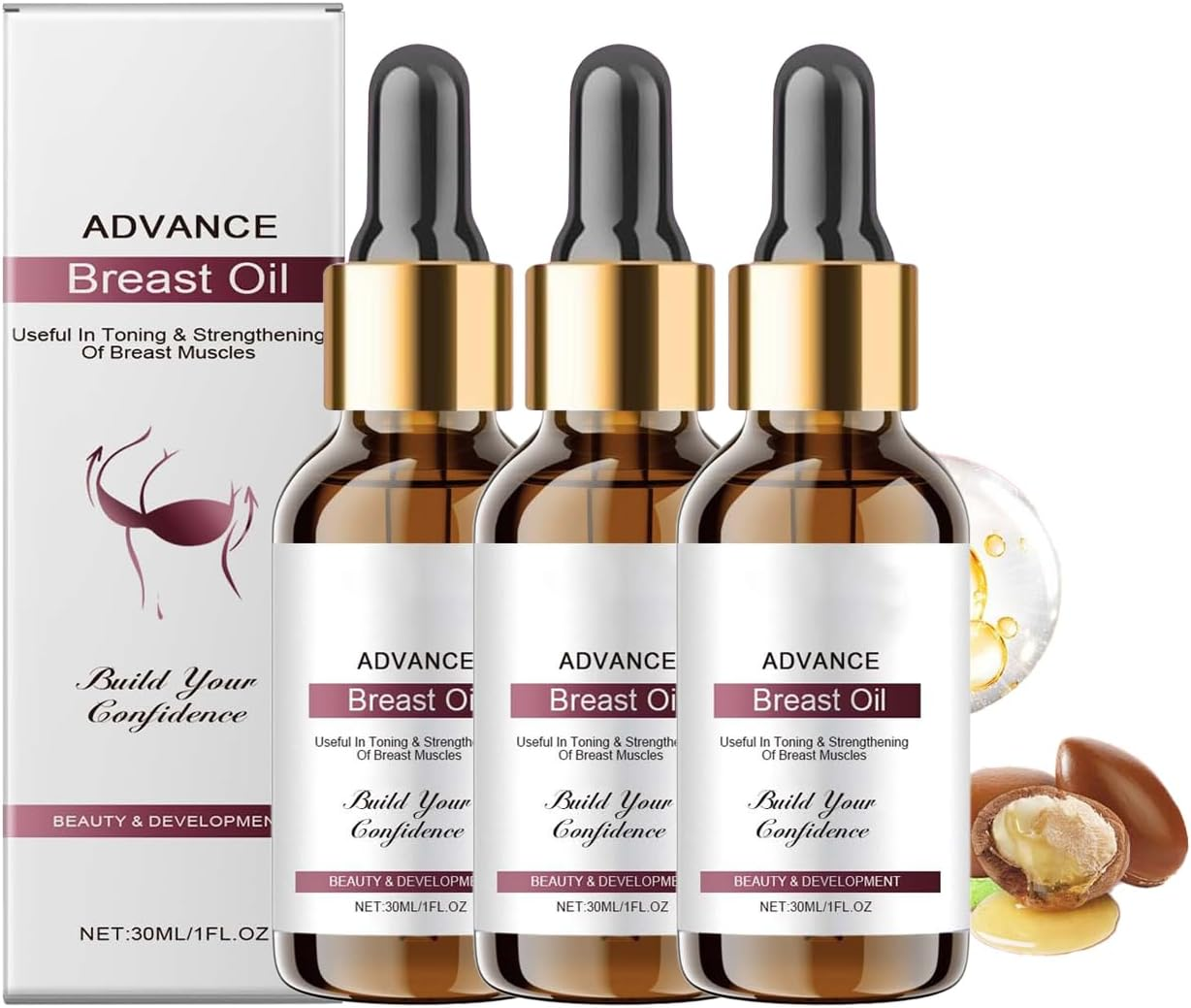 Breast Firming Oil - Bust Lift & Skin, Breast Firming & Lifting with Shea Butter, Hyaluronic Acid, Vitamin E, Plumping & Massage for Enhanced Shape, Hydrating, Non-Greasy image number 3