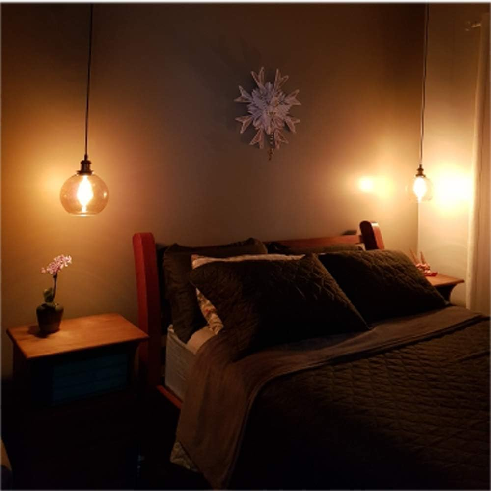 Mengjay Glass Pendant Light,Vintage Industrial Ceiling Light with Clear Glass Lampshade, Adjustable Hanging Lamp Pendant Lighting Fitting for Kitchen Dining Room Bedroom Loft image number 5