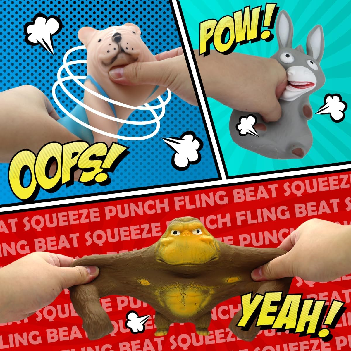 Sand Filled Weirdo, Tiktok Trend Squishy Stretching Monkey Sensory Fidget Toy for Kids and Adults Squeeze TPR Toys, anti Anxiety Stress Relief Gift Idea Viral (Pig) image number 4