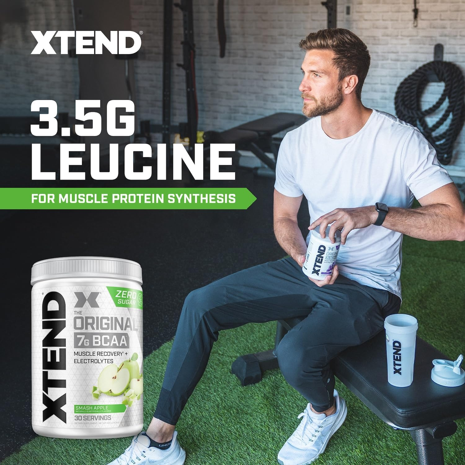 Scivation Xtend BCAA Powder, Branched Chain Amino Acids, Bcaas, Green Apple, 30 Servings image number 3