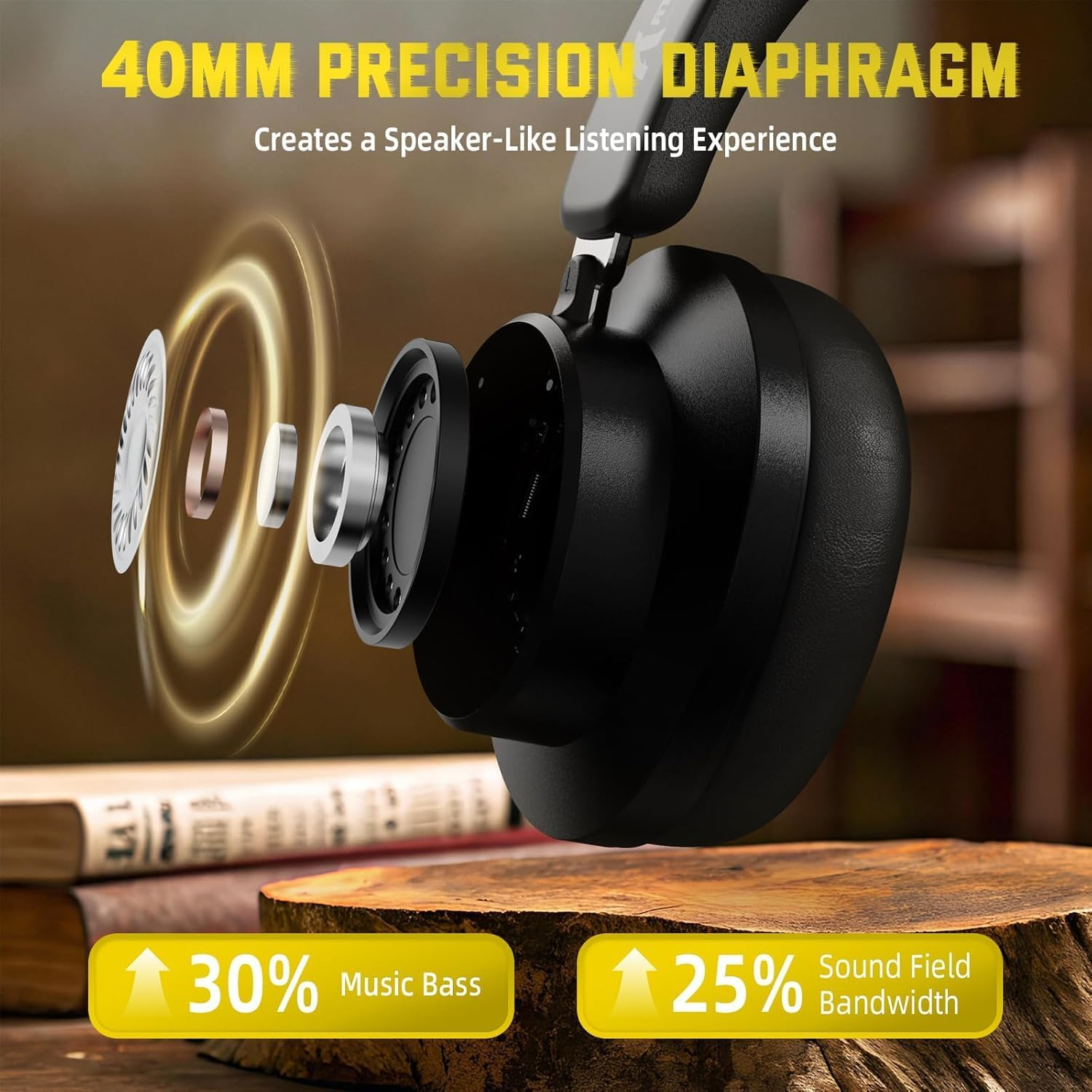 ATTACK SHARK G500 Wireless Over-Ear Noise Canceling Headphones,Bluetooth ANC Gaming Headset with BT 5.3/3.5Mm Audio Cable,20H Playtime,Hifi Stereo Sound,Deep Bass,Built-In Mic for PC Smartphone(Black) image number 3