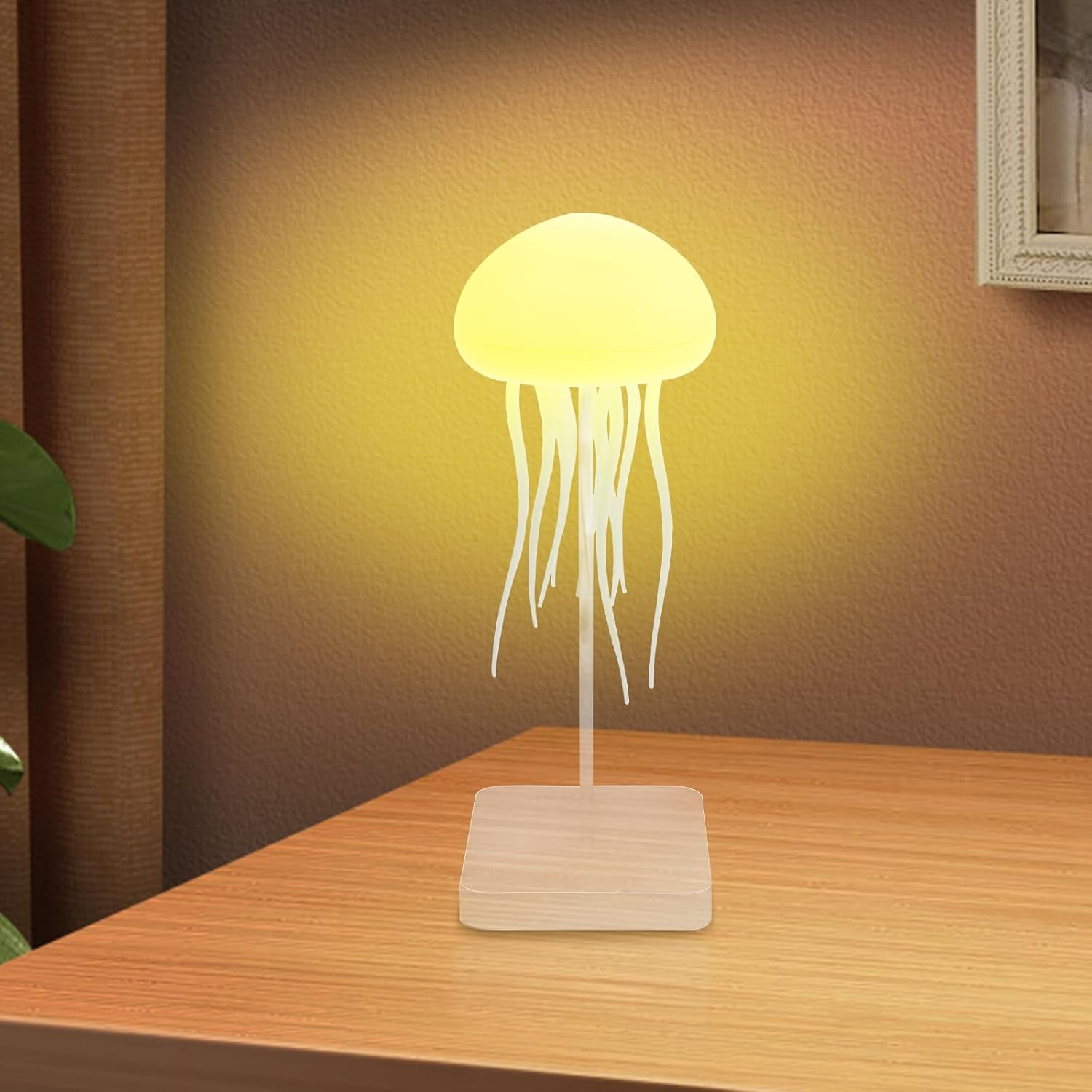LED Jellyfish Lamp, RGB Gradient Jellyfish Bedside Lamp, LED Cute Jelly Fish Night Light, Voice Control Gradient Jellyfishes Table Lamp, 2 Modes Jellyfishes Light for Bedside Table image number 4