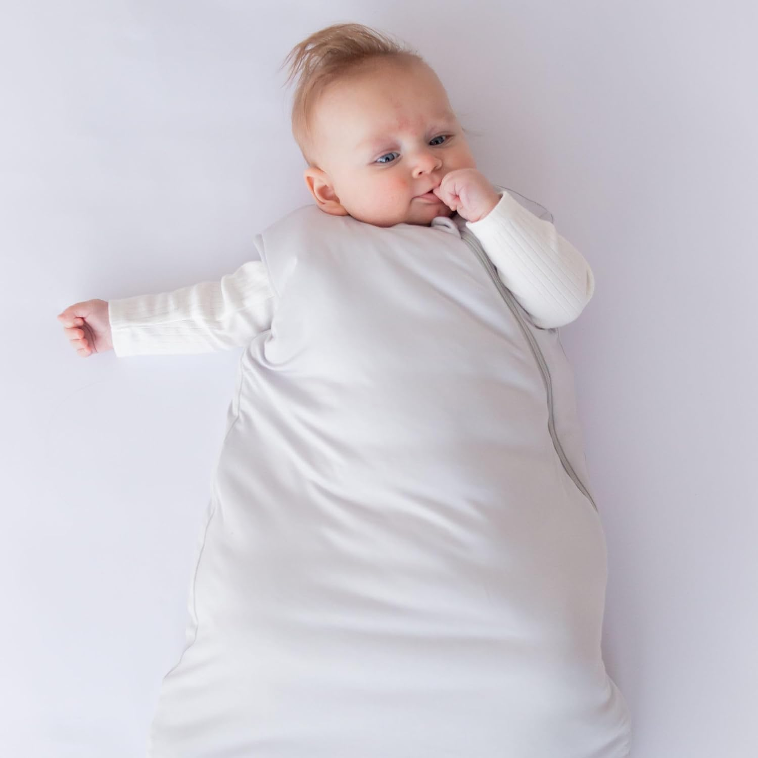 Baby Sleeping Bag 1 TOG for Babies 0-6 Months, Bamboo Fabric for Moderate Temp. (18 to 24&deg;C), Highly Breathable, J-Shaped Double Zipper for Easy Nappy Changes, Grey Storm - by Zoe Sage
