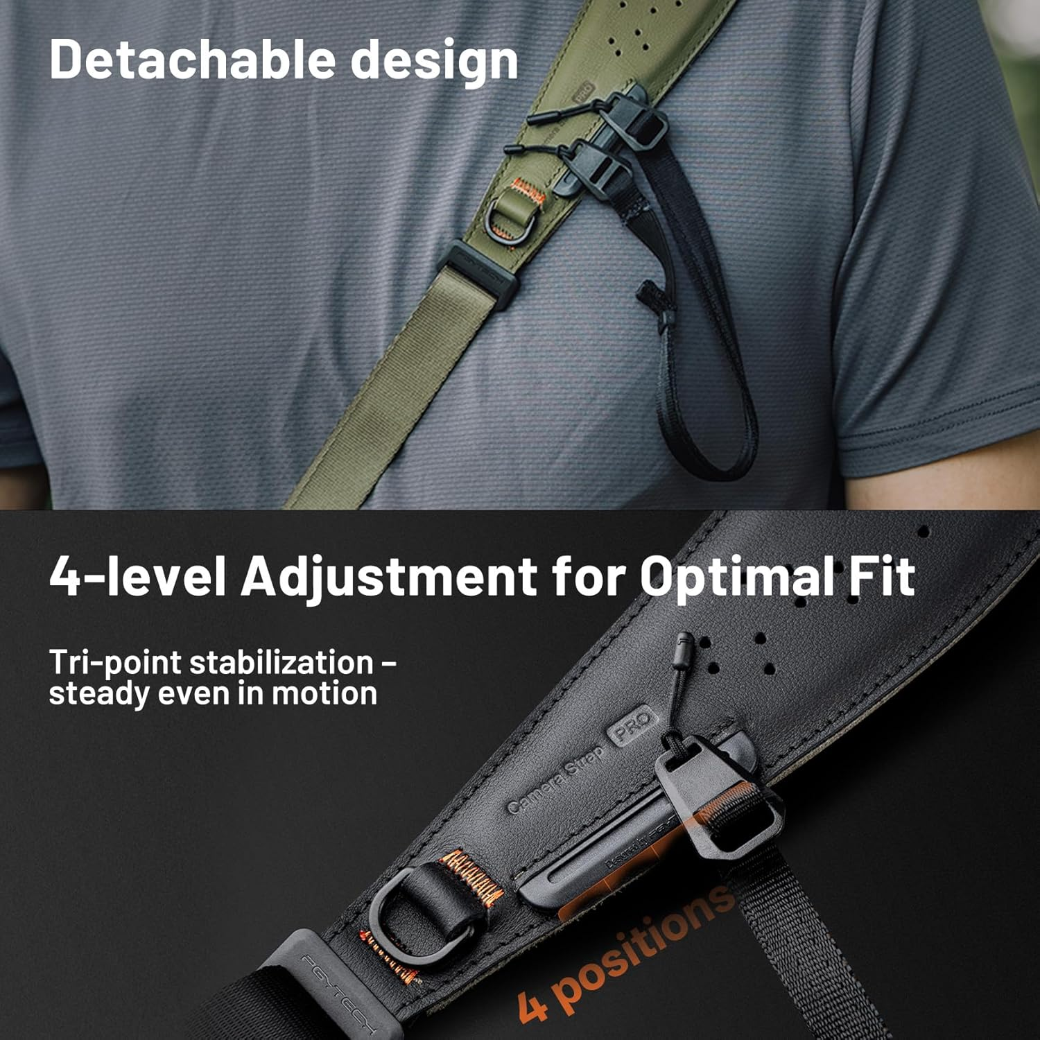 PGYTECH Camera Strap Pro, Professional Camera Harness with Detachable Underarm Strap, Leather Ergonomic Shoulder Pad image number 6