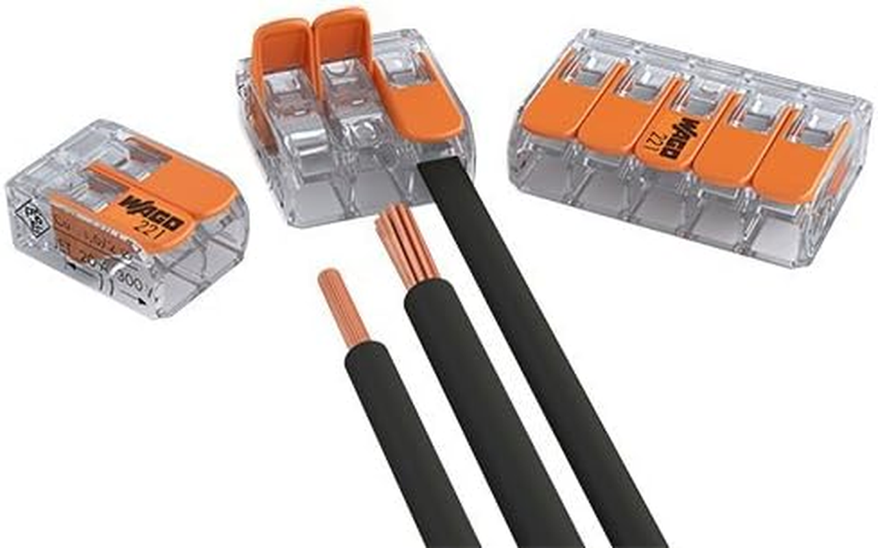 WAGO Set of 50 Wago Connection Terminals 20 X 2 Cores 20 X 3 Cores 10 X 5 Cores with Lever 0.2-4 Mm&sup2; Small Design Transparent image number 3