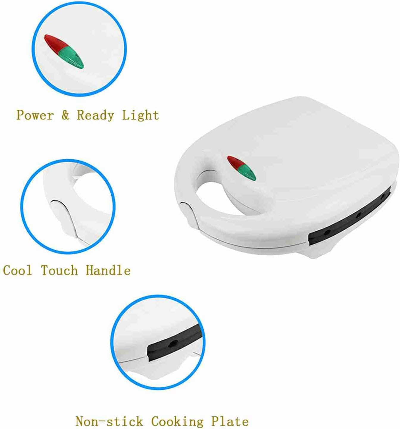 MENDUNER Corn Dog Waffle Maker 750W Double-Sided - Quickly Cooks 6 Corn Dogs Evenly, Non-Stick Coating For, Commercial Grade Stainless Steel Construction (AU Plug 220‑240V) image number 4