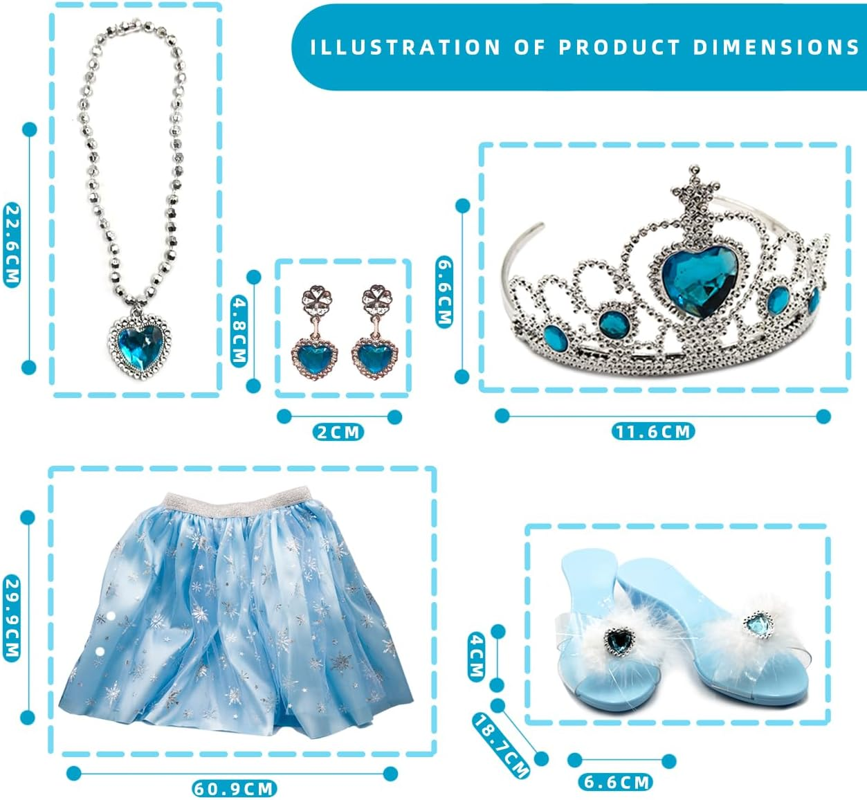 Princess Dress-Up Toys and Jewelry Set &ndash; Colorful Costumes with Skirts, Shoes, Crowns, and Accessories for Girls Ages 3-6, Perfect for Role Play and Dress-Up Fun image number 3