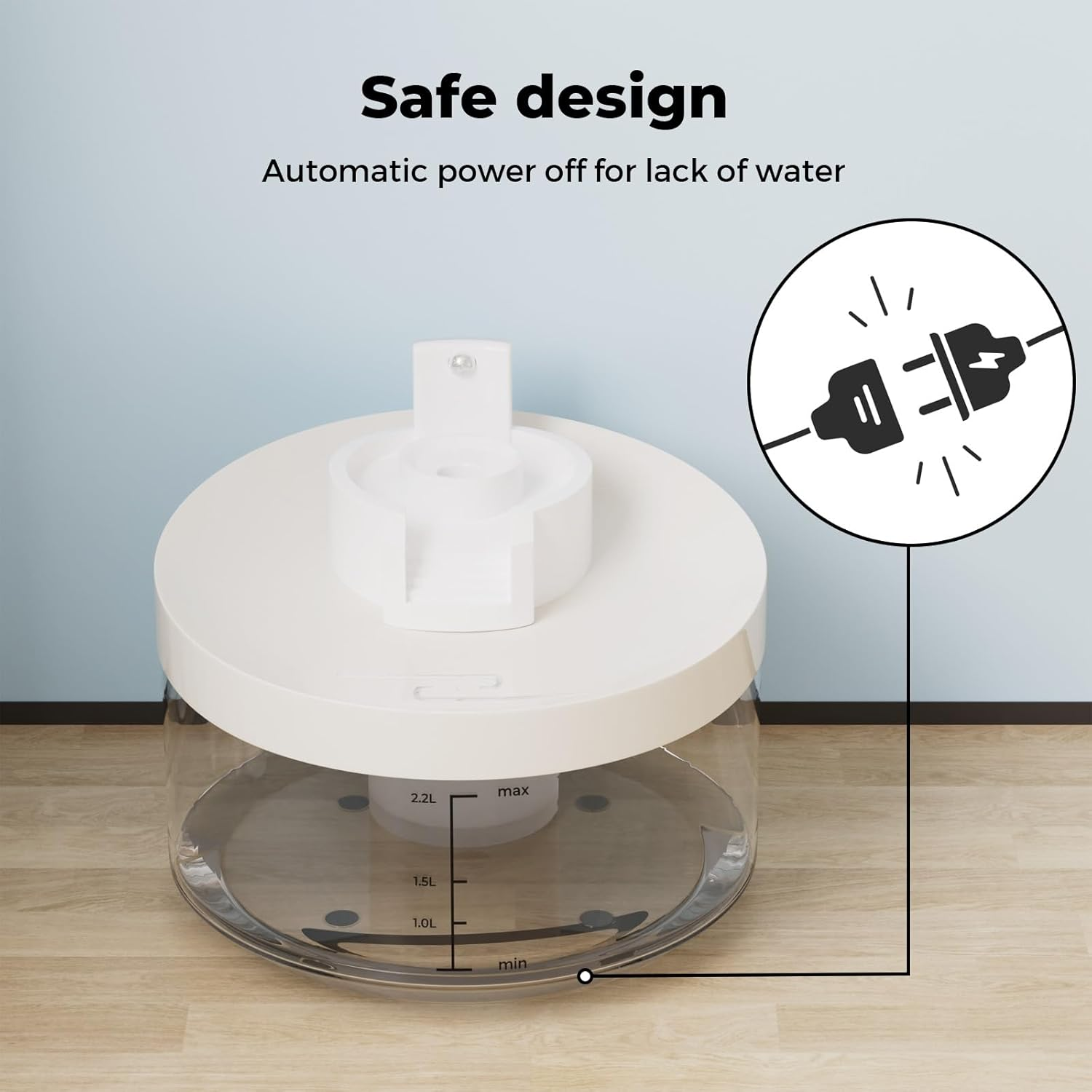 Pawz Smart Pet Water Fountain 2.2L for Cats Dogs, LED Automatic Cat Drinking Fountain Quiet Pump and Dry-Run Protection, Adjust Water Flow, Wireless Sensor, Fresh Circulating Water Filtration System image number 5