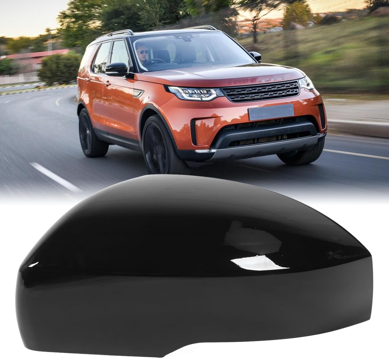 Gloss Black Side Wing Mirror Cover Caps for Range Rover Sport L494 2014 to 2021, Door Wing Mirror Cover Caps, Side Mirror Base Cover, Exterior Rear View Accessories (Left