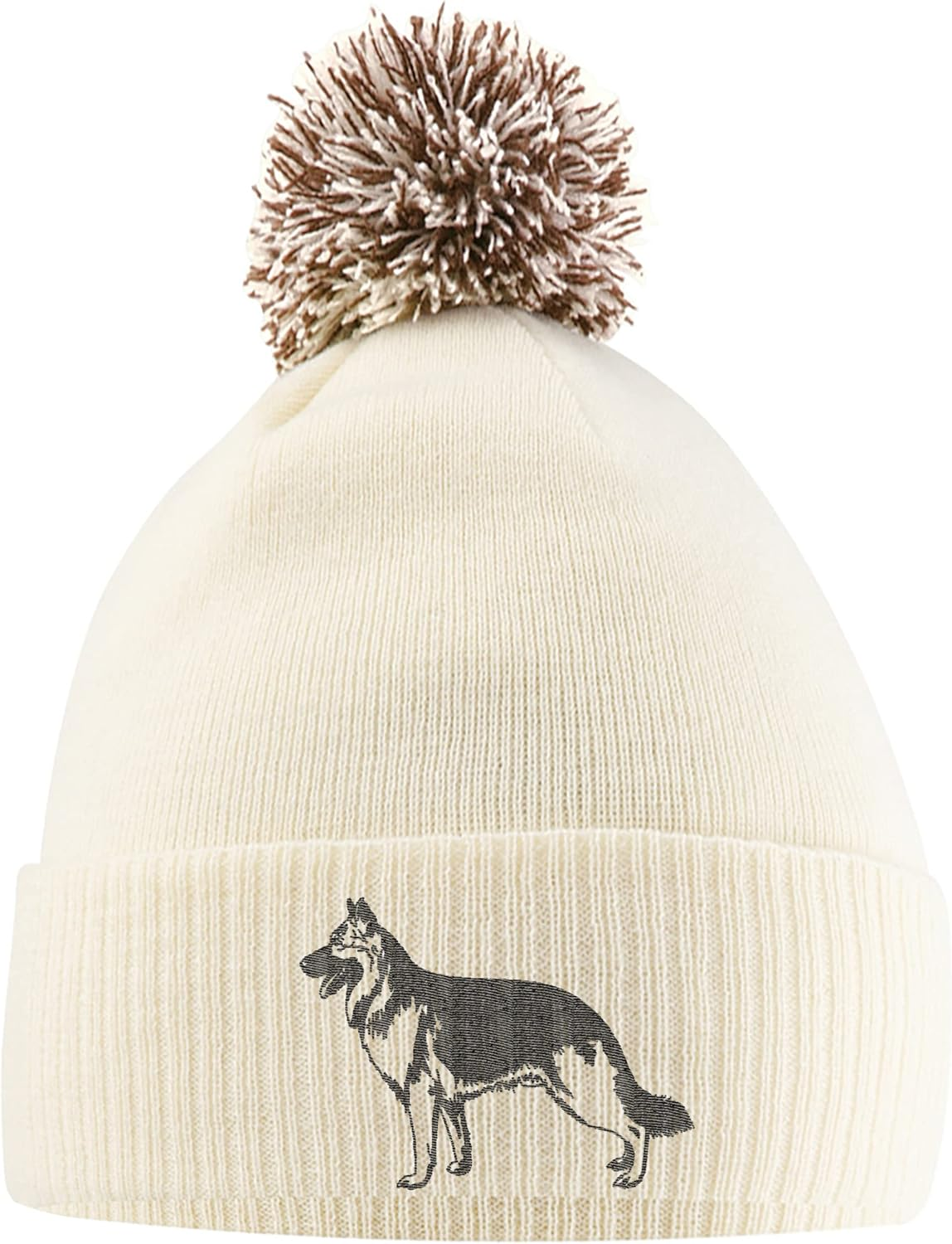 Purple Print House German Shepherd Bobble Hat - German Shepherd Beanie Hat with Bobble - Christmas Alsatian Dog Lover Gift Idea for Men Women Kids - Maroon image number 6
