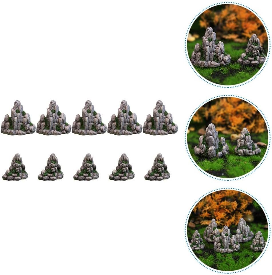 10Pcs Simulated Mini Rockery Figurines Accessories Micro Landscape Rockery Home Desktop Decor Rockery Landscape Decor Miniature Rockery Figurine Fish Resin Zen Garden Aquarium image number 3