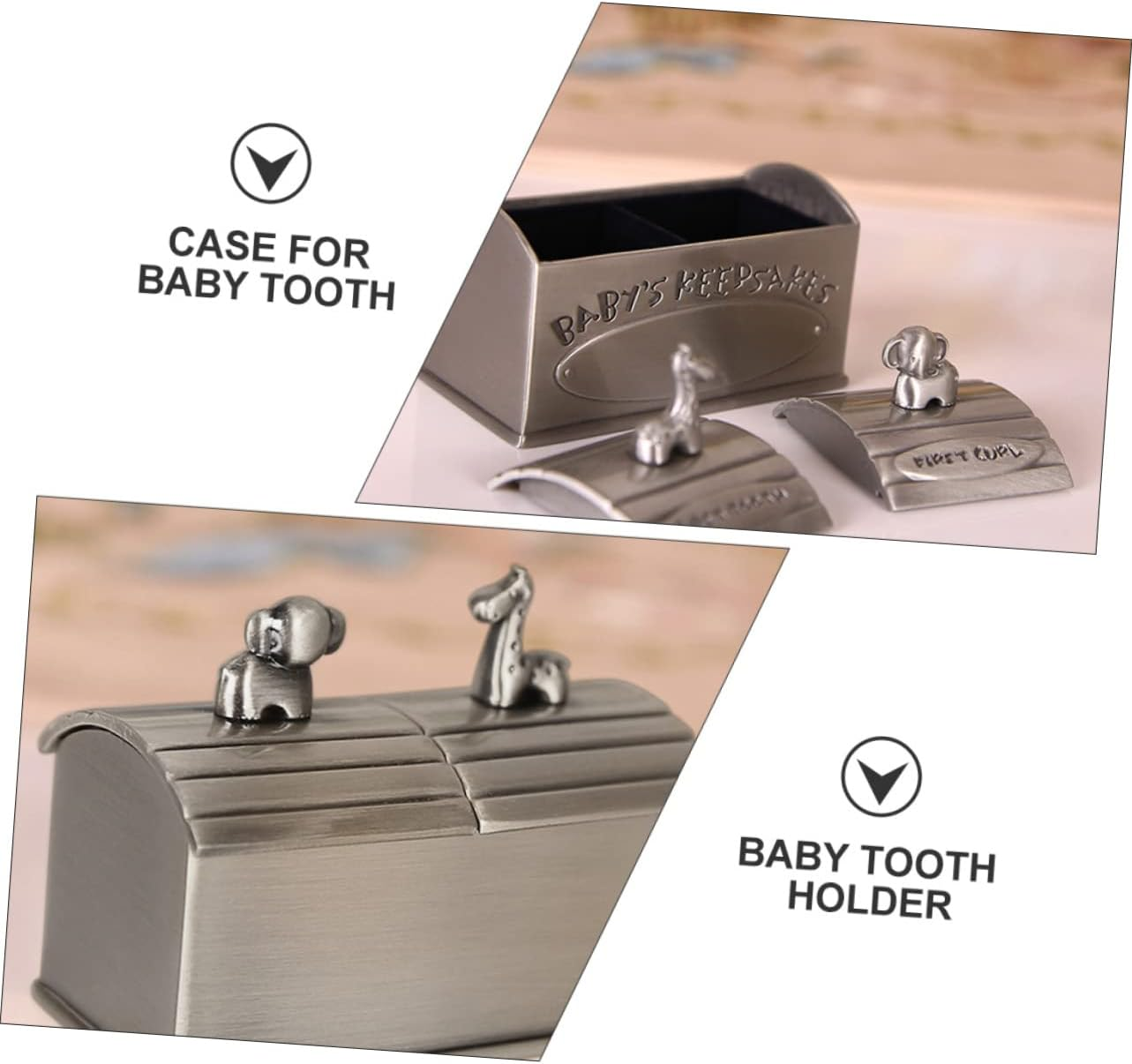 Abaodam Teeth Storage Box Metal Tooth Holder Keepsake Organizer for Born Boys and Girls image number 5