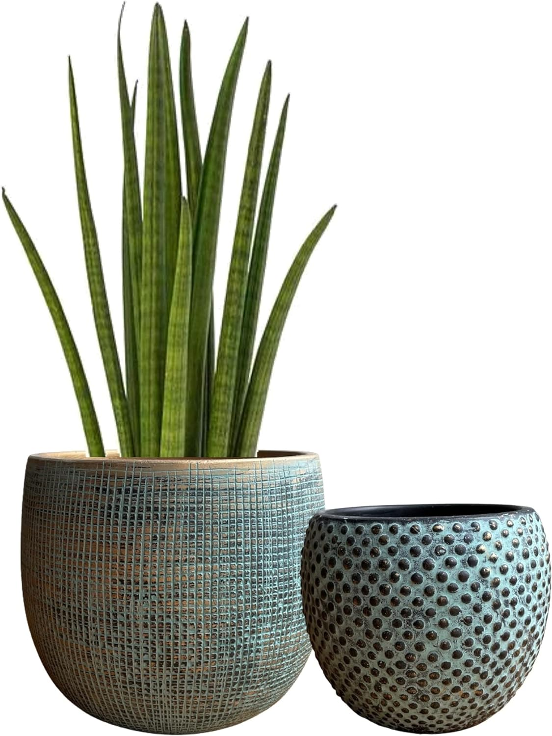 Ceramic Cream Gold Plant Pot Set 2-17 and 14Cm Indoor Planters Cement Outdoor Flower Pots