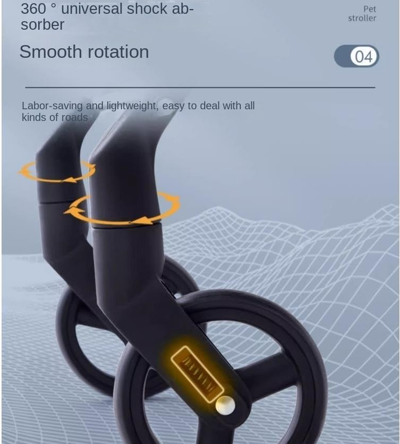 Pet Stroller Dog Stroller Cat Stroller Folding Pet Stroller, up to 44Lbs Dog Folding Stroller, 4 Wheels Dog Cat Puppy Stroller for Medium Small Pet Dog Pram Dog Cat(Color:Blue) - Pink image number 4