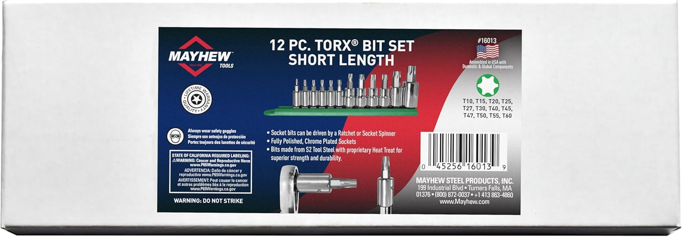 Mayhew Tools 16013 Torx Socket Bit Set, Chrome Plated, 12-Piece image number 3