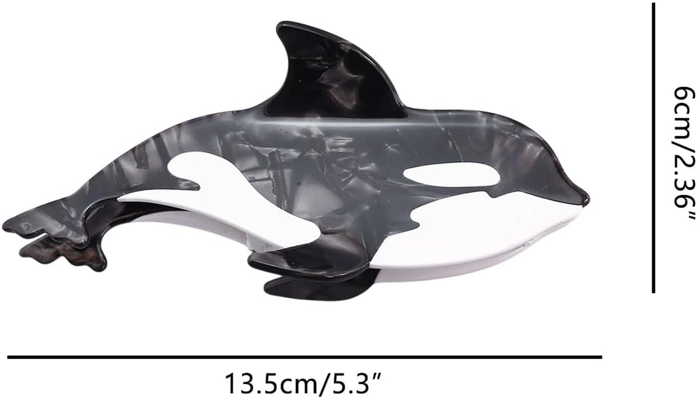Cute Ocean Killer Whale Hair Clip,Acetate Claw Clips,Hair Clips for Women,Black image number 5