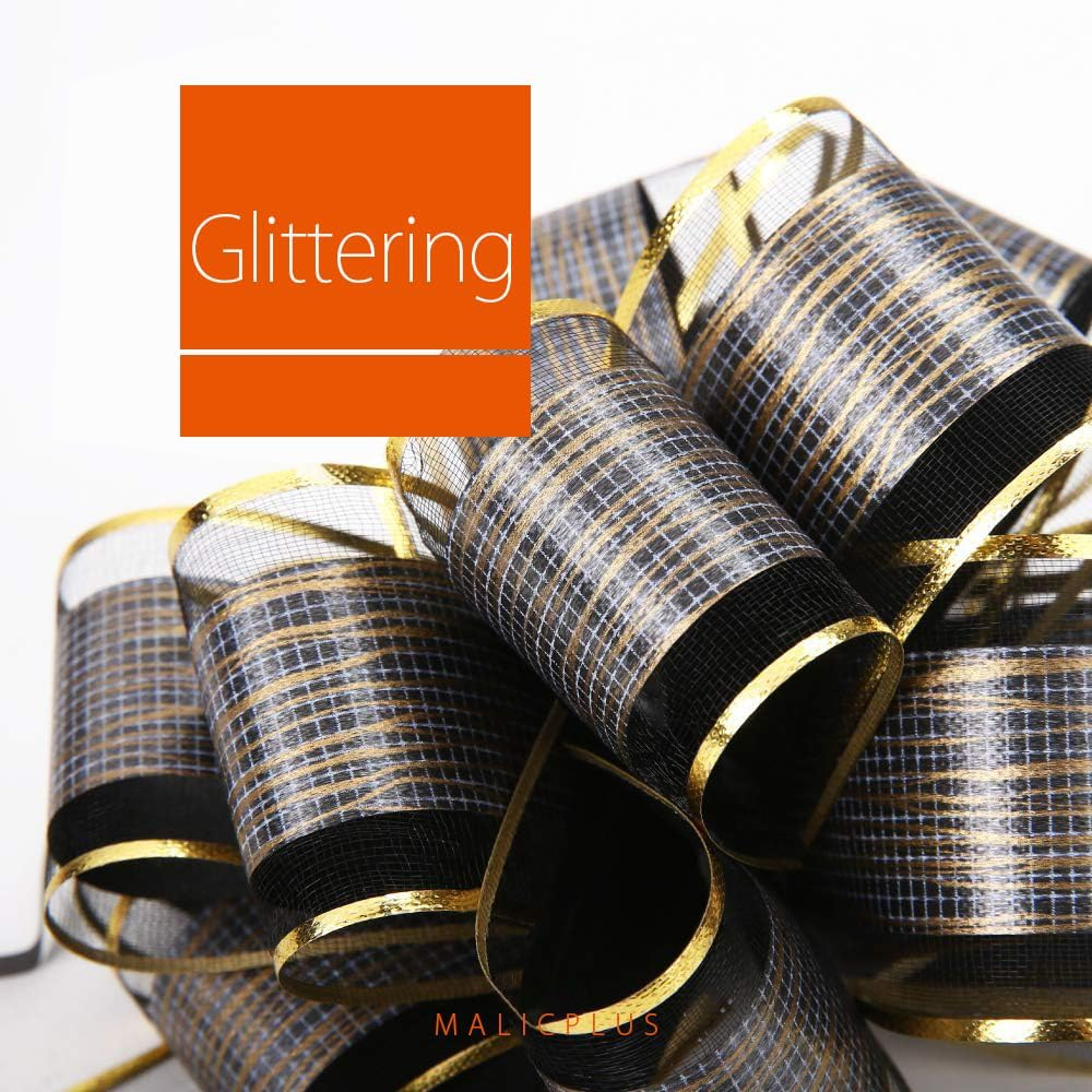 15 Black Gift Bows Large, 6 Inches, Gift Pull Bows for Presents, Gift Bows Bulk for Baskets, Bows for Gift Wrapping image number 2