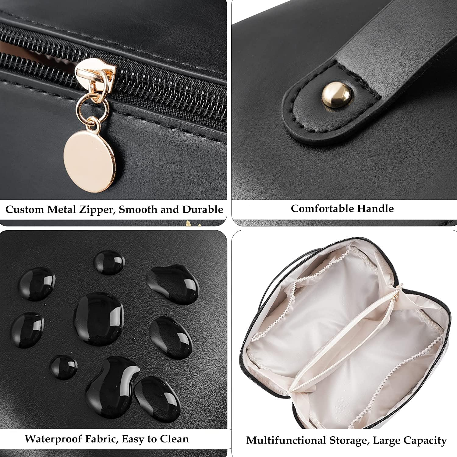 Cosmetic Bag, Large Capacity PU Waterproof Storage Makeup Bag, Multifunctional Portable Wash Pouch for Women Travel Storage Bag Skin Care Cosmetics Toiletries image number 2