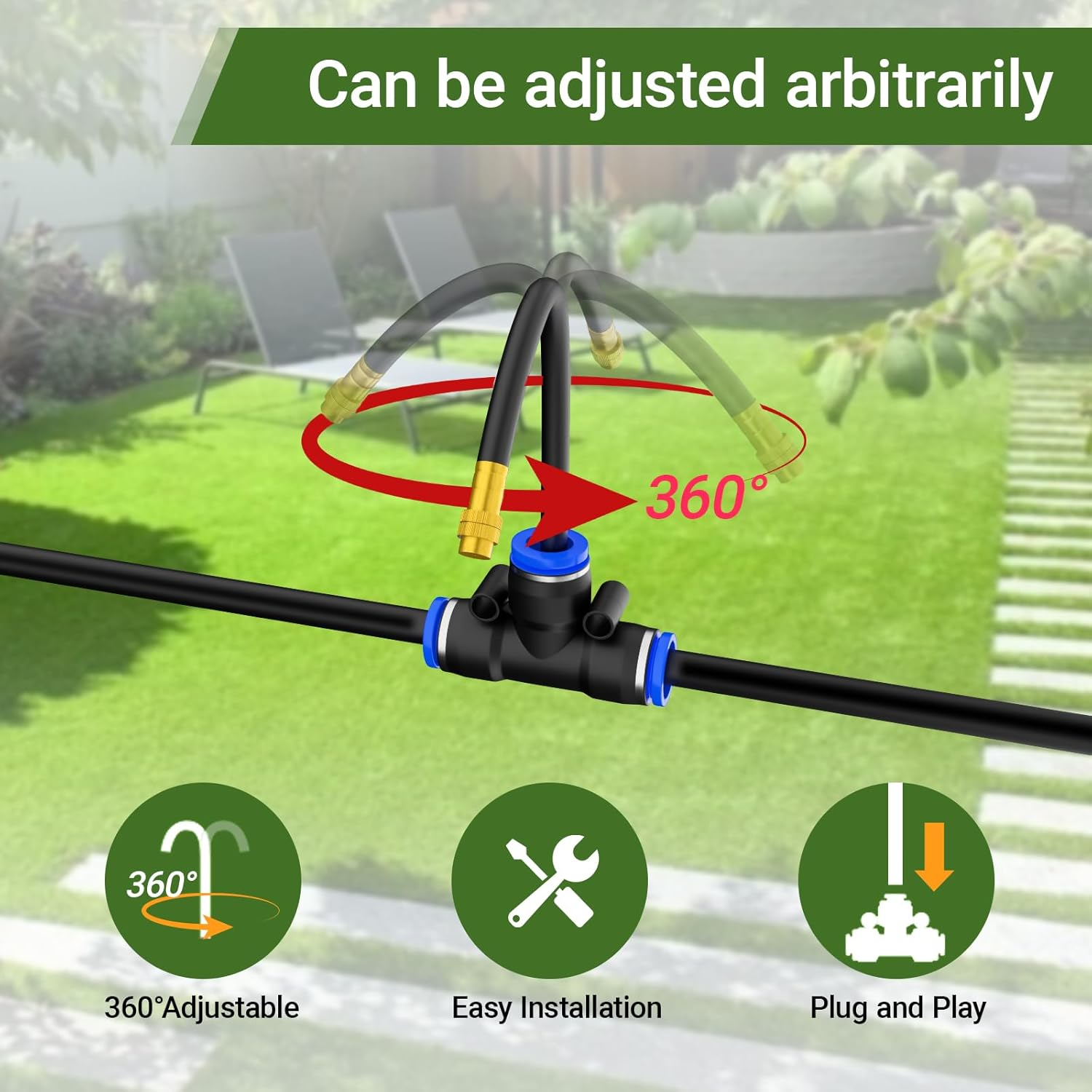 Garden Irrigation Drip Watering System with 360&deg; Rotating Garden Sprayer Auto for Outdoor Plants Water-Saving Micro Irrigation Kit Misting Cooling System for Garden Potted Plants Yard image number 3