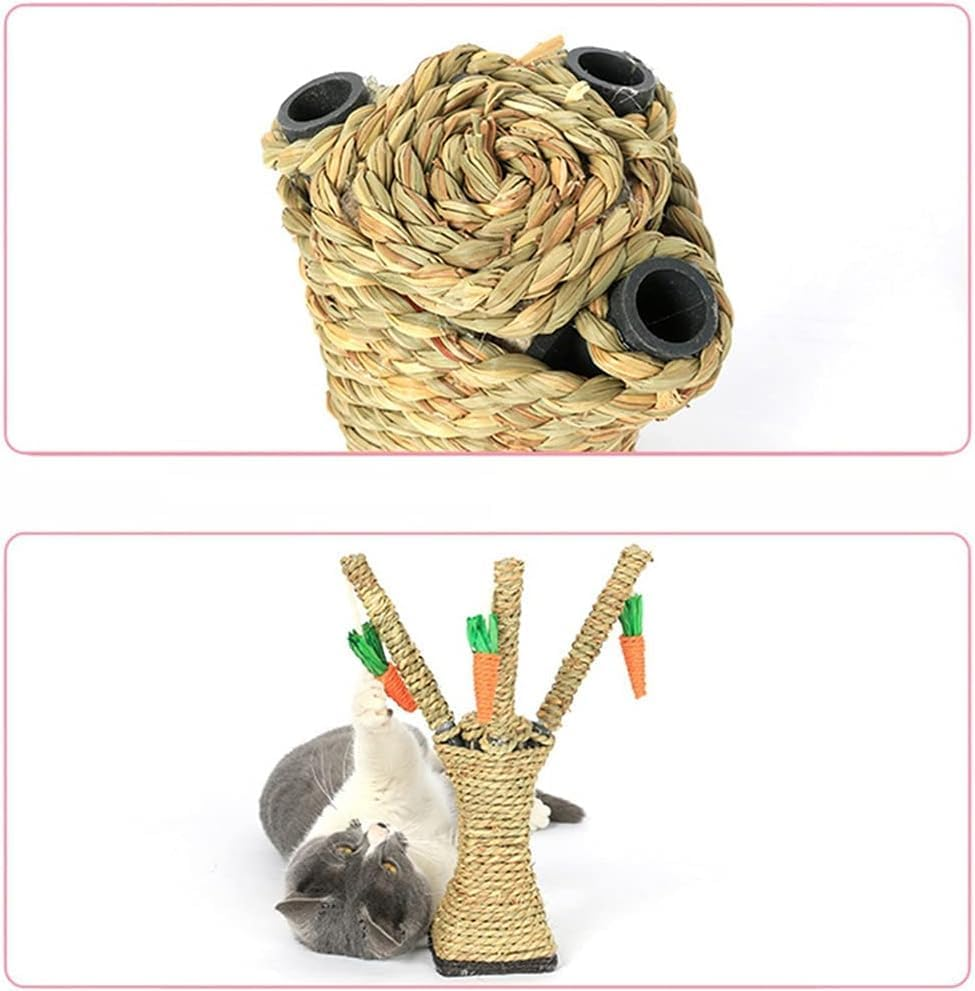Wear-Resistant Cat Tree Straw Carrot Tree Cat Tower Scratcher Tree Playing Rope Loving Climbing Tree Toys for Kitten Pet image number 3