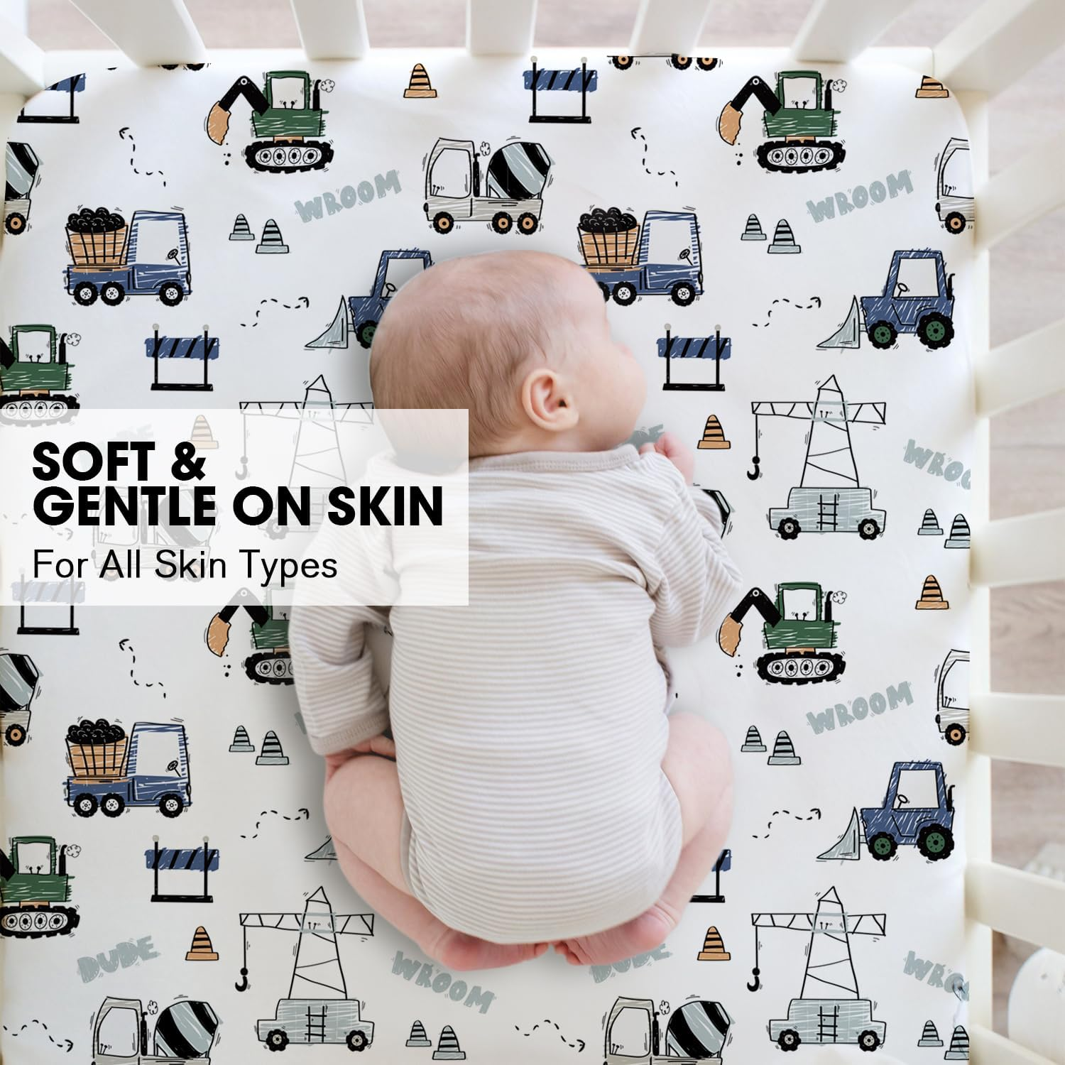 Little Grape Land Cot Sheets for Boys Girls, Baby Cot Sheets Fitted 2 Pack for Standard Cot and Toddler Bed Mattress,132X71 Cm Soft Microfiber Cot Mattress Cover with Cute Patterns(Navy Truck) - 2Pink Floral image number 5