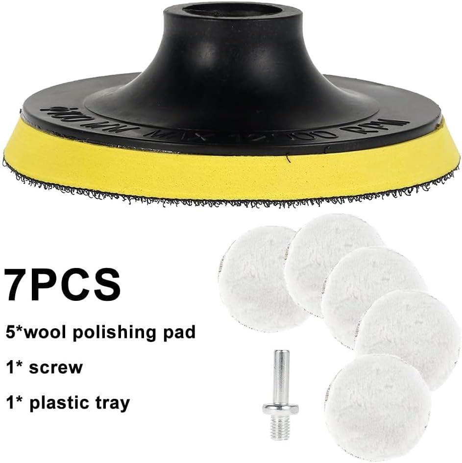 5Pcs Polishing Pads 4 Inch Wool Polishing Pads & Buffing Pads, Car Polishing Bonnets Lambs Wool Buffer Pads Wool Hook and Loop Buffing Pad Car Polishing Pads Kit with 1Pc Screw 1Pc Plastic Tray image number 1