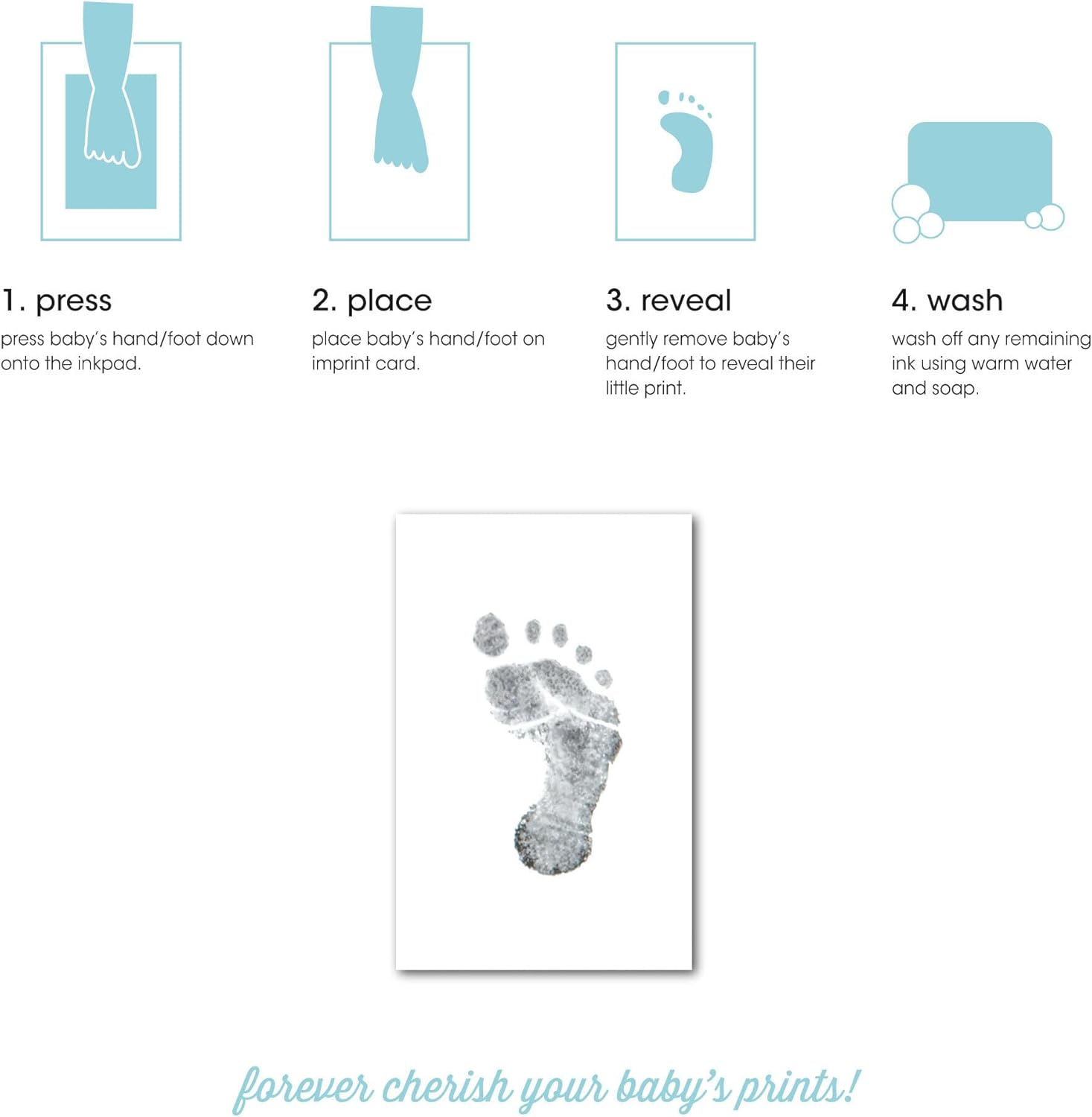 Kate & Milo Babybook and Ink Pad, Gender-Neutral Baby Keepsake, Baby'S First Year Milestone Moments, Gray image number 2