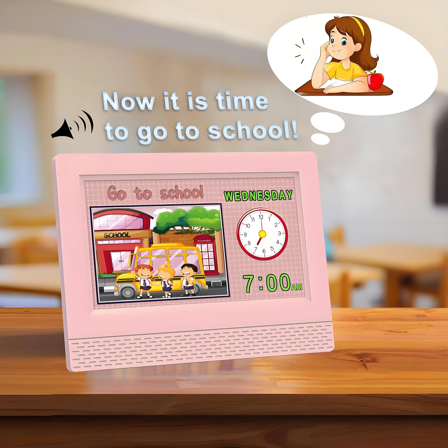 Kids Alarm Clock Colorful, 7 Inch LED Display Eye-Caring Digital Alarm Clock for Girls Boys Bedroom Decor, Children'S Sleep Trainer Bedside Clock, 17 Alarm Clock Setting Easy to Use Kids Birthday Gift image number 2