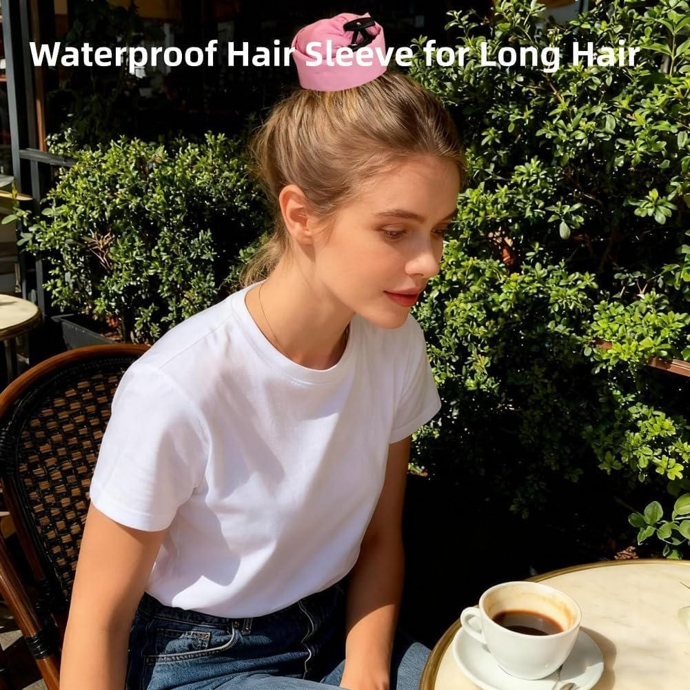 Liyquint 1 Pcs Waterproof Hair Sleeve & Adjustable Ponytail Shower Cap, Reusable Swim Cap to Protect Hairstyles for Long Hair, Quick Root Refresh, Keep Hair Dry in Bath Shower Swimming Pool Travel (Black) image number 3