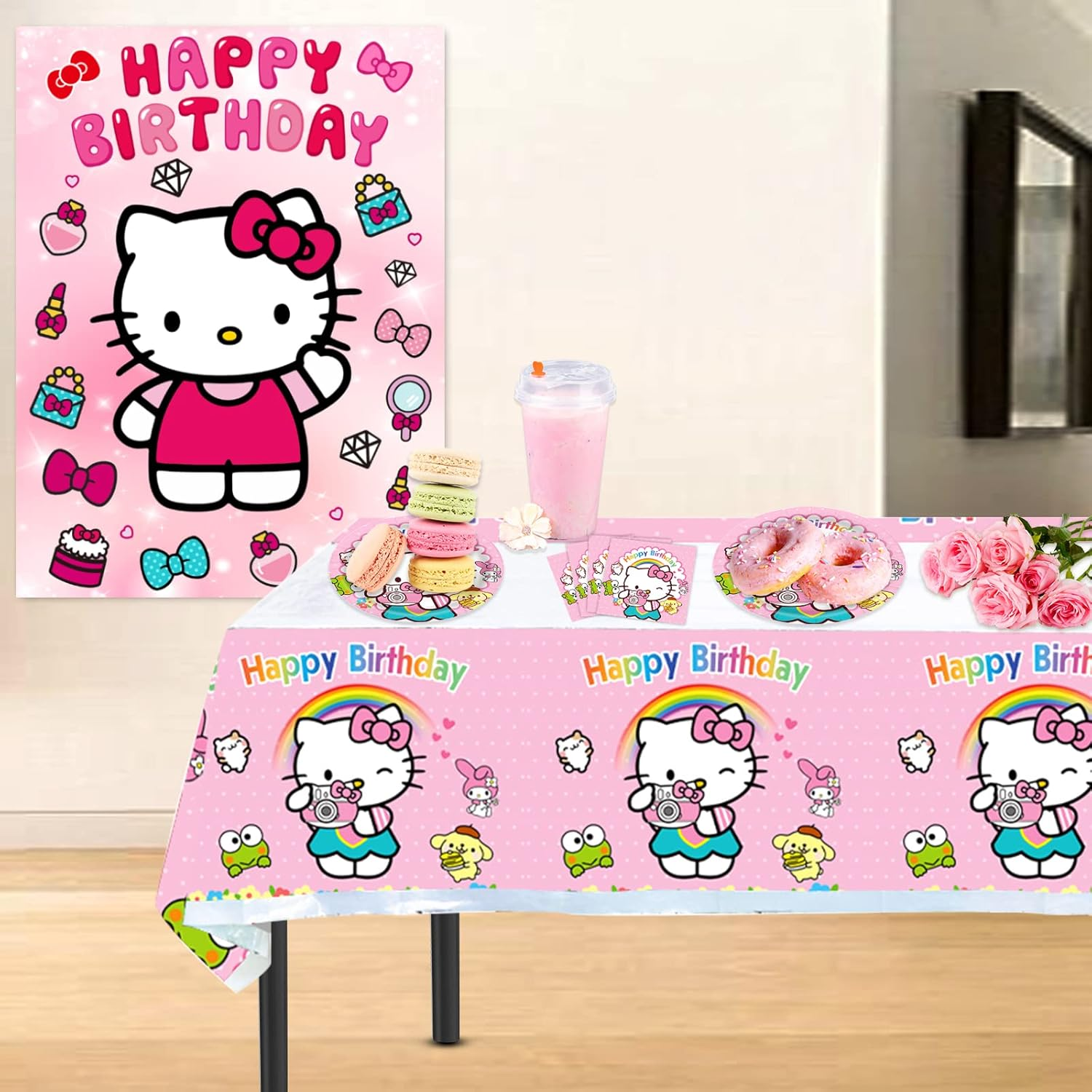 Kitty Birthday Party Supplies, 20 Plates, 20 Napkins and 1 Tablecover for Girls Kitty Party Decorations image number 3