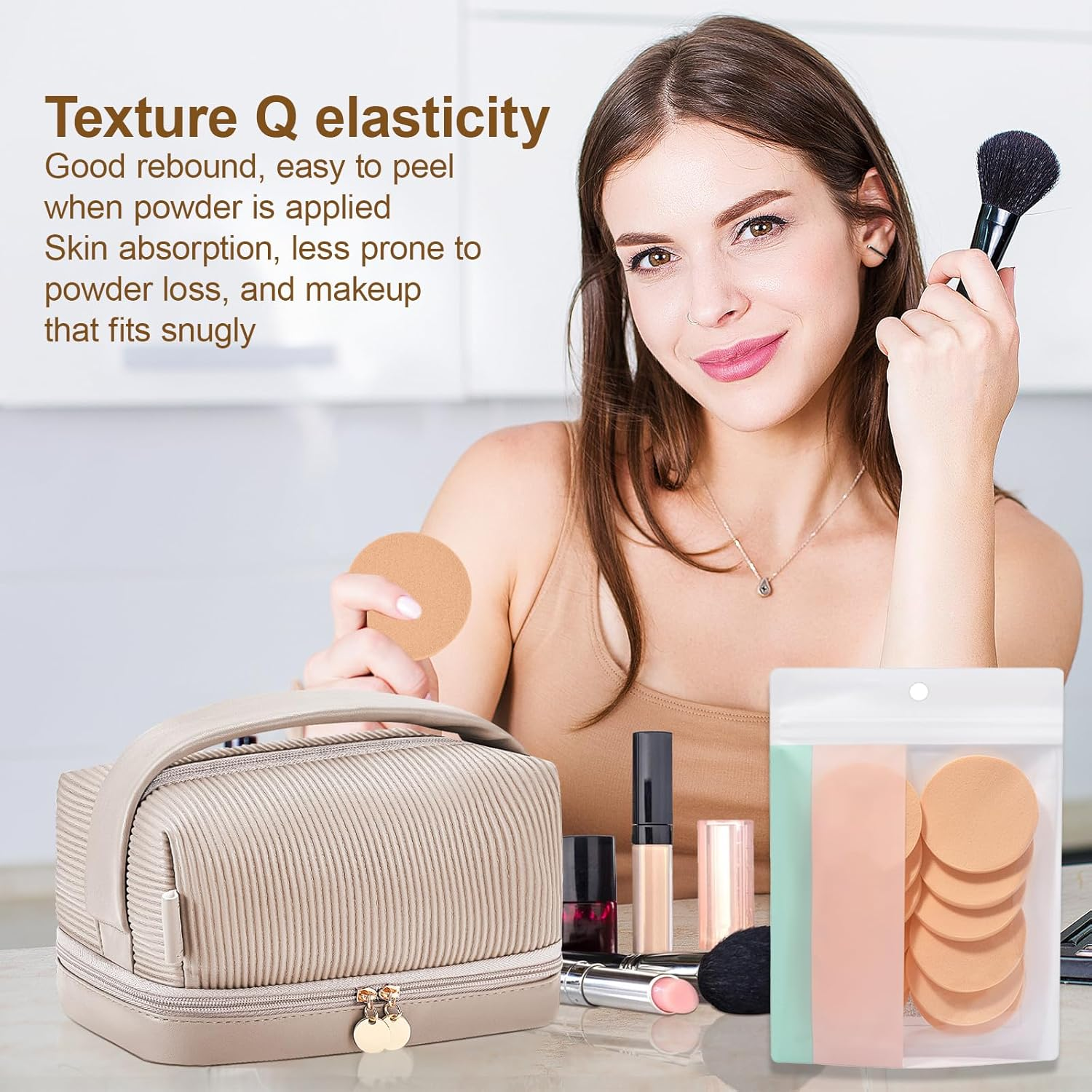 12 Pcs Makeup Sponges, round Latex Sponges, Washable Cosmeticsponges, round Reusable Face Paintingsponges, Foam Spongessuitable for Foundation, BB Cream, Powder, Concealer, Liquid Makeup image number 5