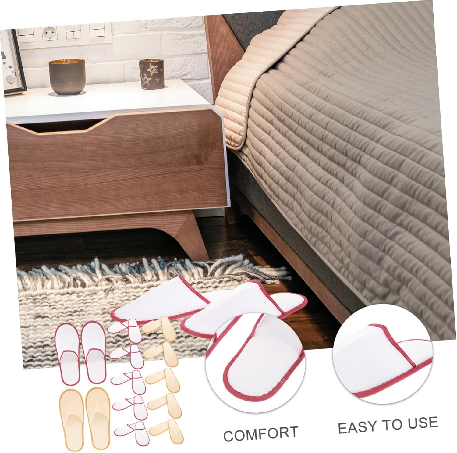 TOVINANNA 6Pairs Disposable Slippers Fleece Home Slippers for Guests Wedding Spa Bathroom