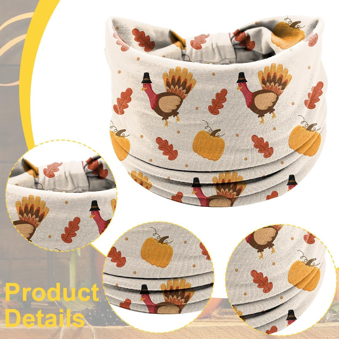 ZORVYN Pack of 4 Women'S Wide Boho Headscarf Headband for Women Hair Bands Made of Cotton Elastic Headband for Sports and Everyday Use image number 4