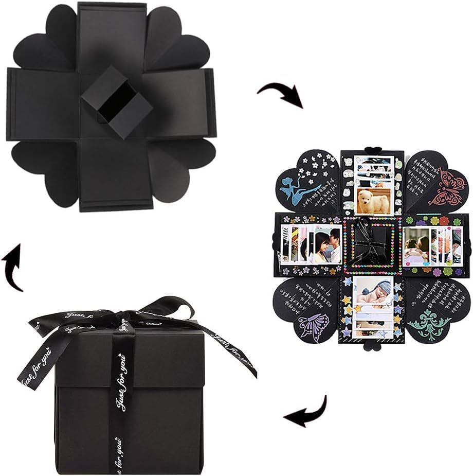 Homiliky Explosion Gift Box 4 Face Surprise Box DIY Photo Album Scrapbook Love Memory Gift Box Handmade Wedding Proposal Engagement Birthday Anniversary Valentine'S Day Gifts image number 5