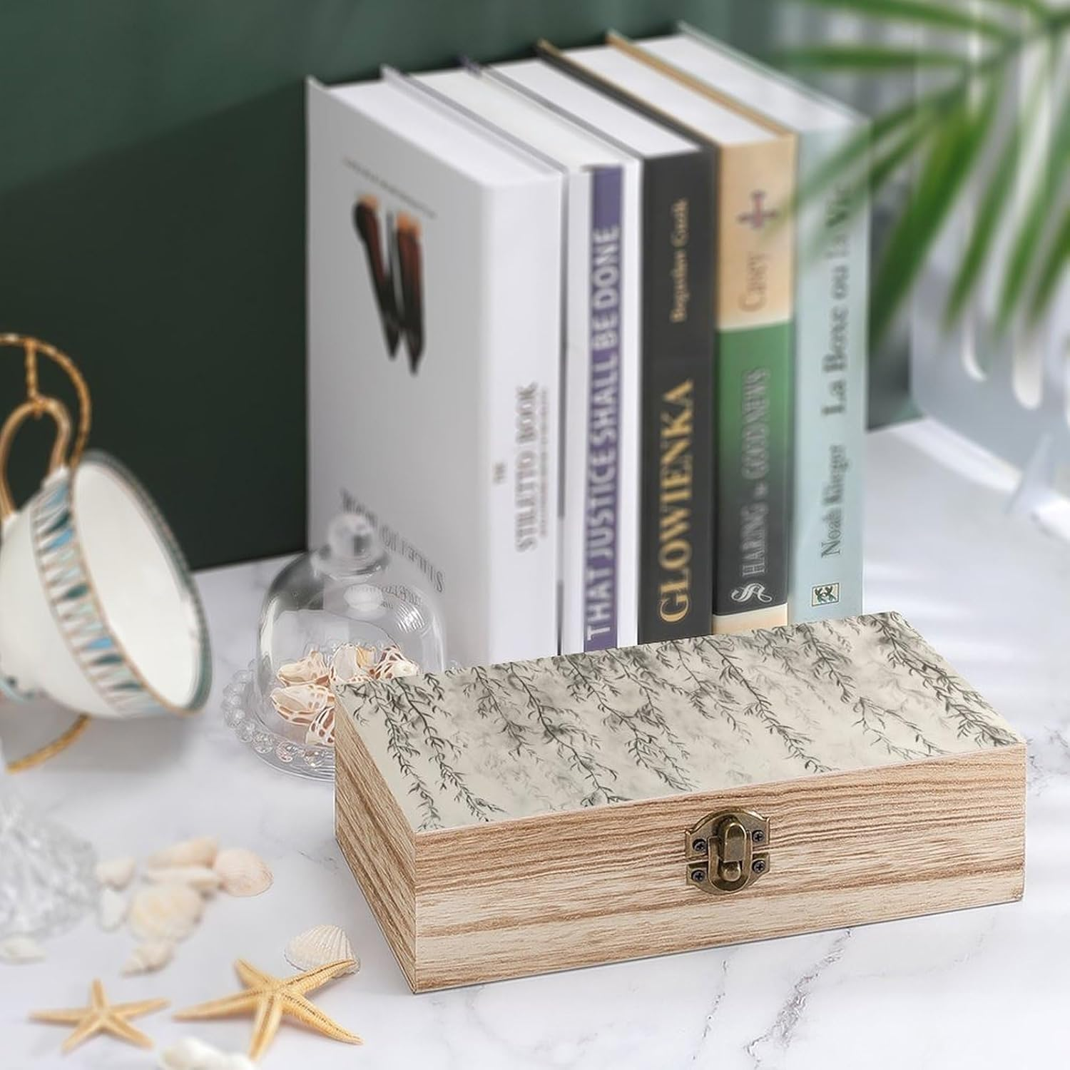 Willow Branch Drawing Wooden Box Wood Wedding Keepsake Boxes with Lids Small Decorative Boxes Lightweight Wooden Memory Storage Box for Crafts Keepsakes Jewelry Photo Letter Storage image number 6