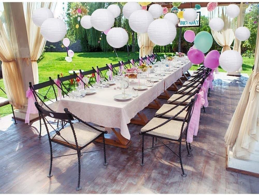20PCS Hanging Paper Lanterns, 6" 8" 10" 12" round Chinese Japanese White Paper Lantern Decorations with Hanging Line for Weddings Decoration, Indoor and Garden Party Decoration image number 1
