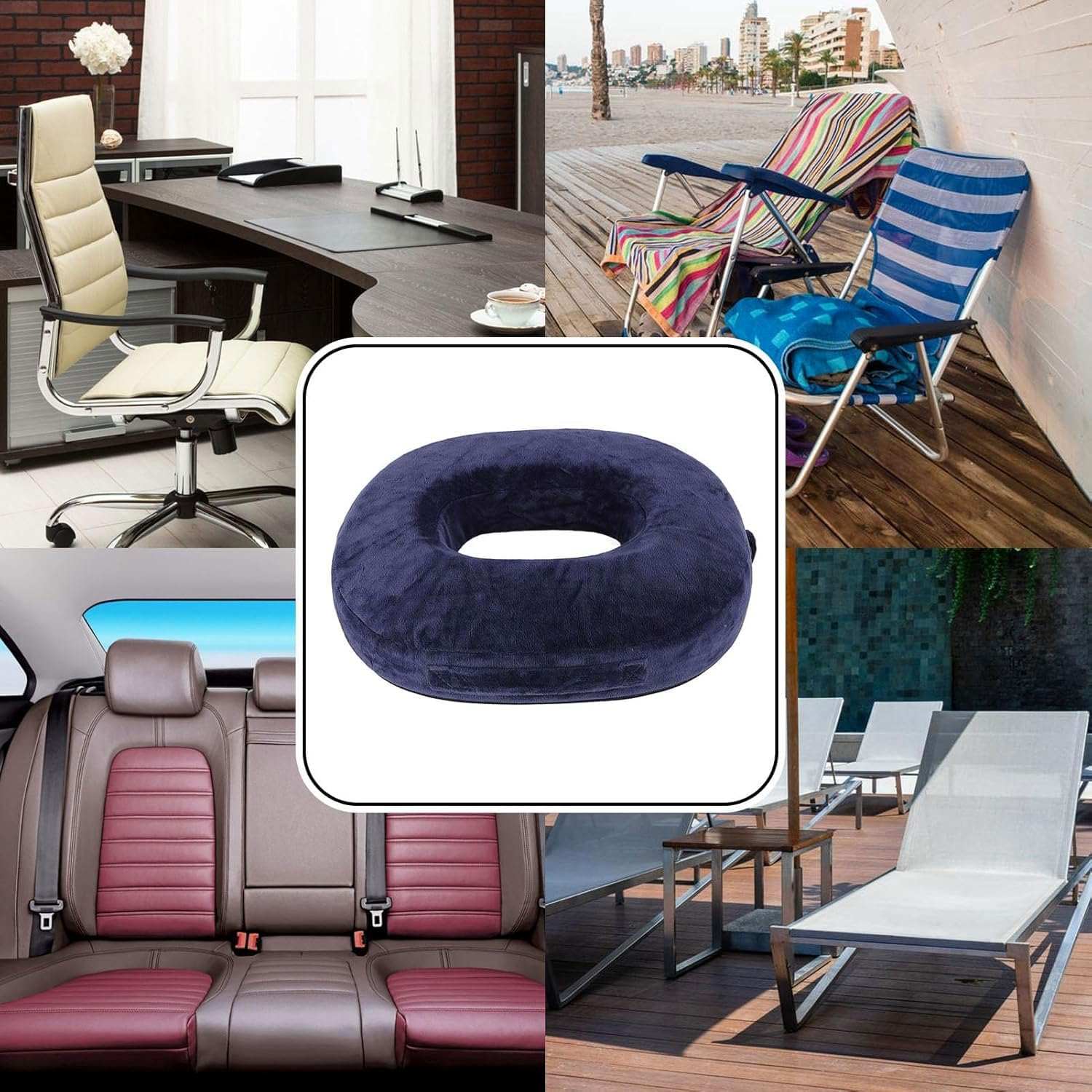 Memory Foam Seat Cushion, Donut Cushion for Hemorrhoid & Coccyx Pain Relief, Postpartum & Pregnancy Support, Car & Office Chair Cushion for Pressure Relief image number 5