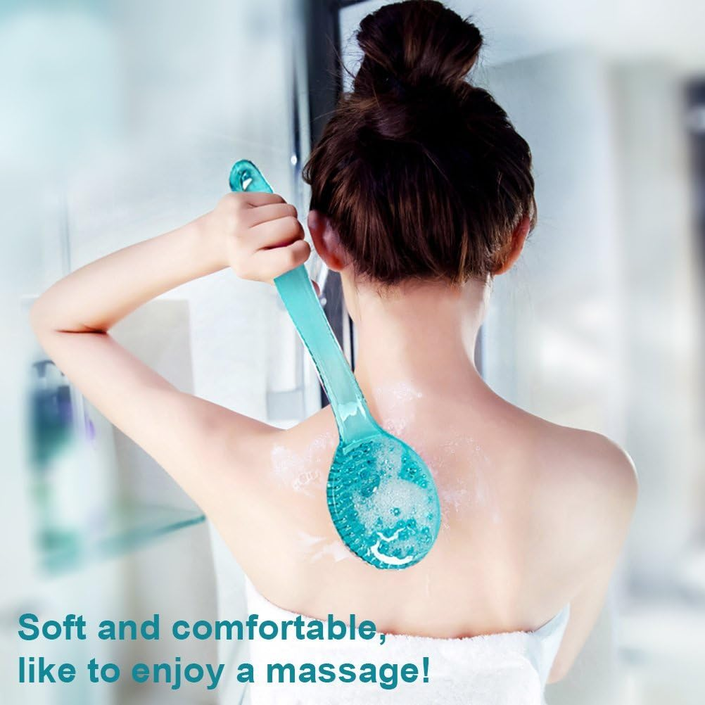 1 Pcs Long Hand Bath Shower Back Brush Scrubber Massager Mobility Blue image number 3