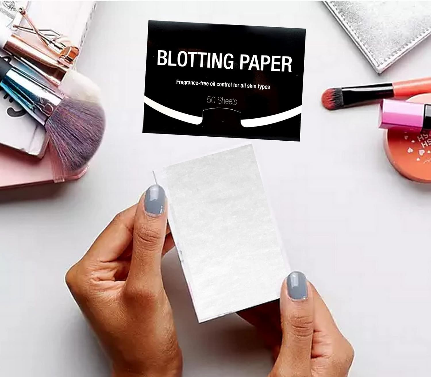 2 Pks FRAGRANCE-FREE Unscented Natural Abaca Blotting Paper - 100 Oil Blotting Sheets - Makeup Friendly UNISEX Oily Skin Shine Blotter Photography Zoom Meetings Travel Gym School - MADE in TAIWAN image number 4