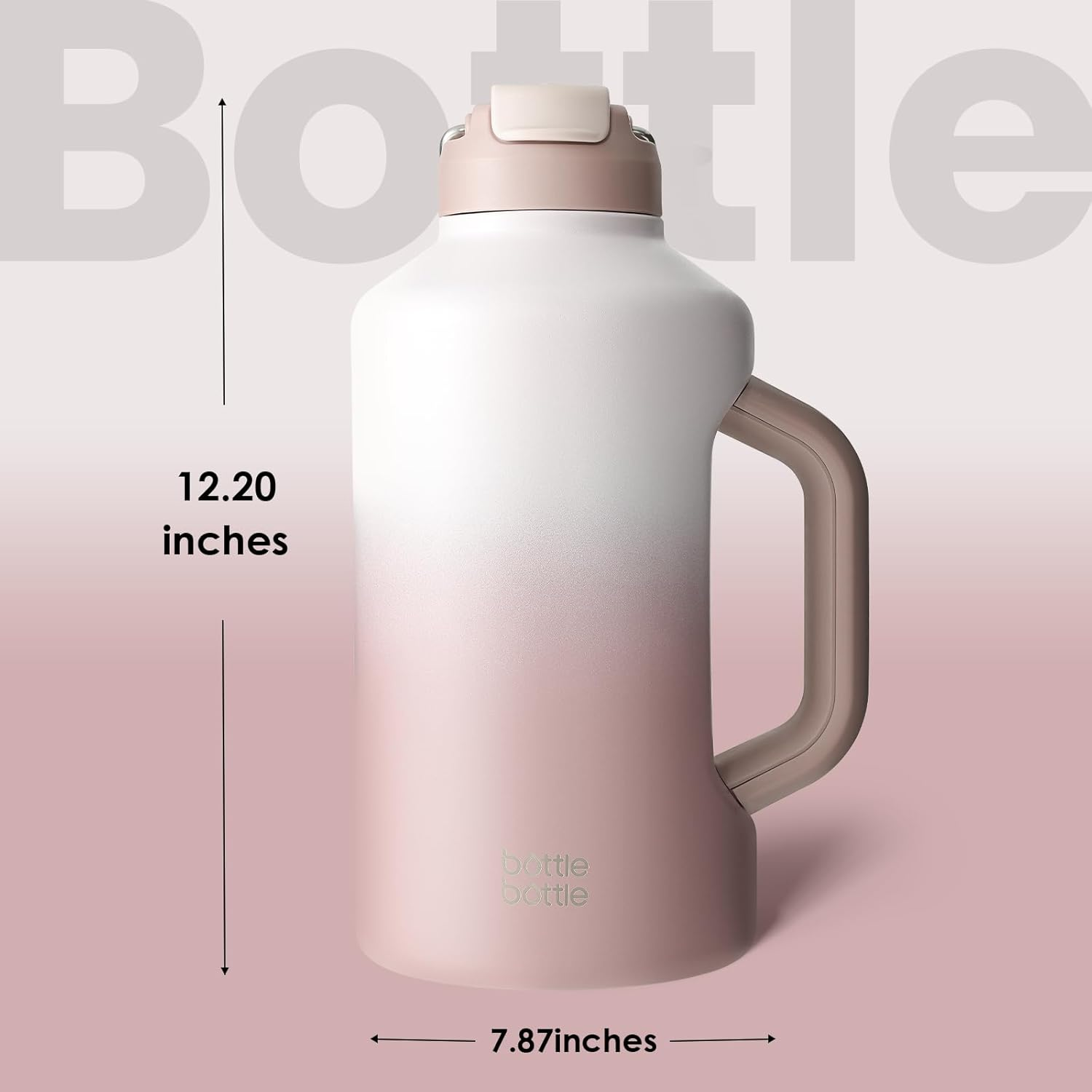 Bottle Bottle Insulated Water Bottle 64 Oz with Straw and Dual-Use Lid Stainless Steel Water Bottle with Handle Vacuum Stainless Steel Jug for Workout and Sports Pink Gradient image number 3